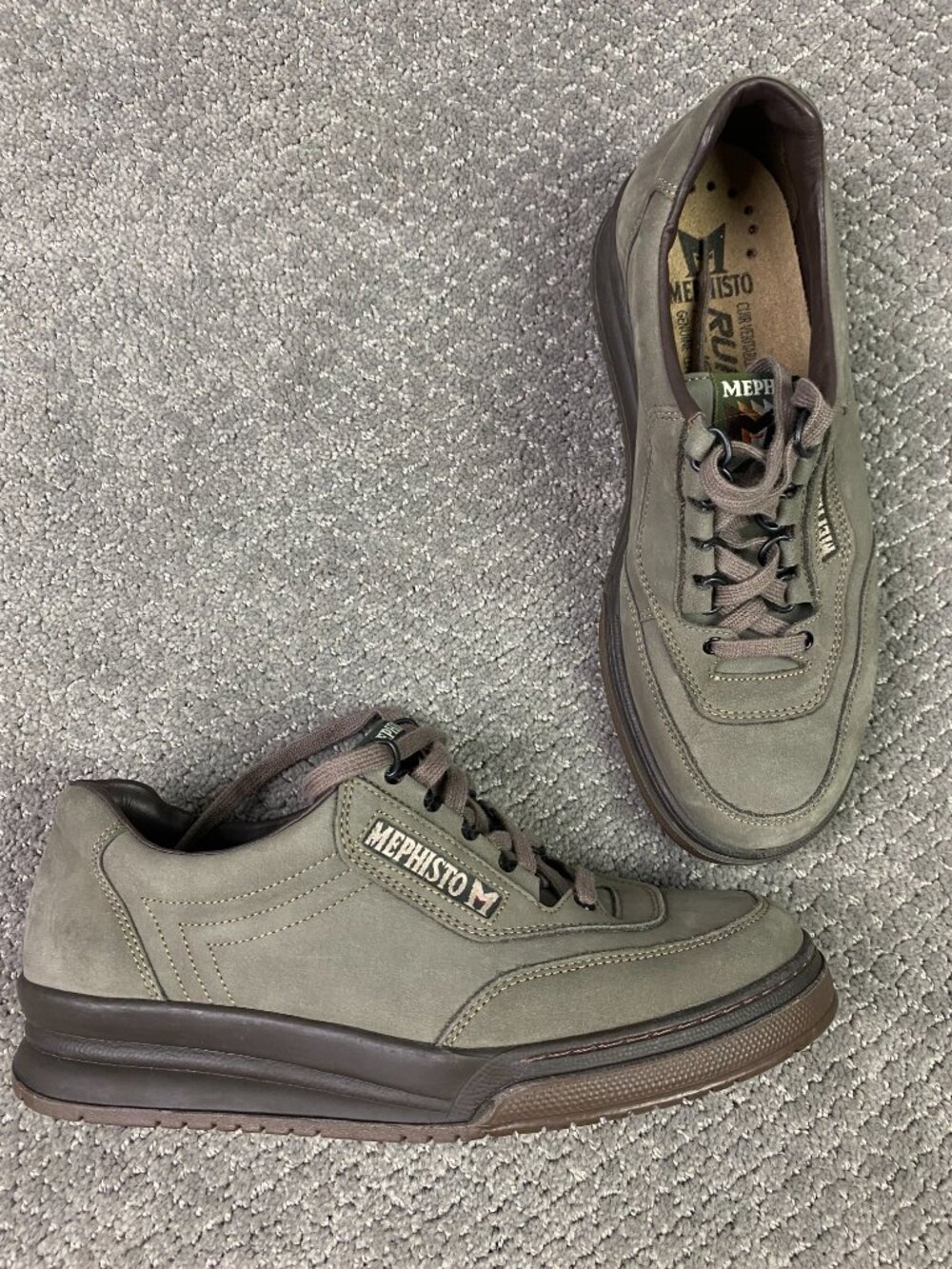Mephisto Match Walking Shoes Men's 7 Gray Leather Nubuck Suede Sneakers